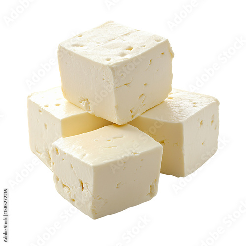 Paneer Cheese Isolated on Transparent Background for Menu Design