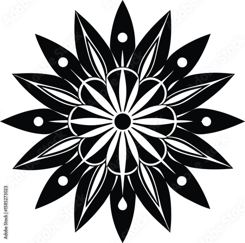 Mid Century Modern Flower Ornament Silhouette