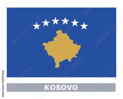 Flag of kosovo. Flag icon. Standard colors. Standard size. Rectangular flag.
