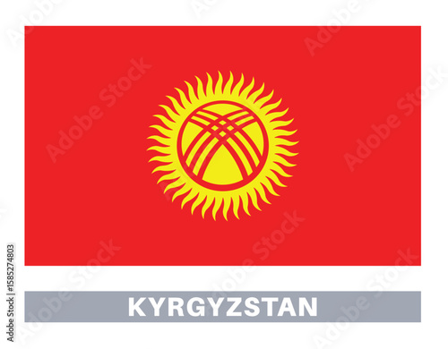 Flag of kyrgyzstan. Flag icon. Standard colors. Standard size. Rectangular flag.