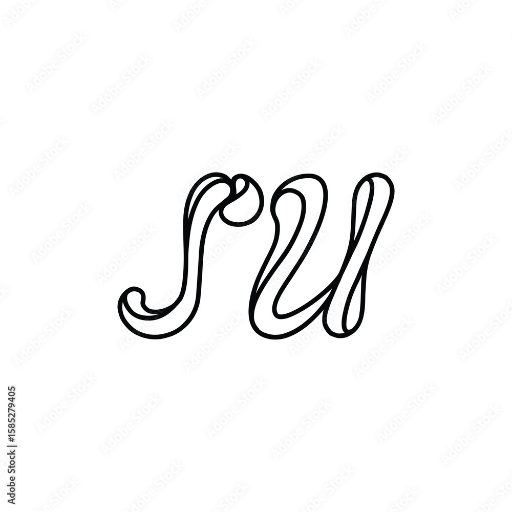 Obraz premium SU monogram logo design letter text name symbol monochrome logotype alphabet character simple logo