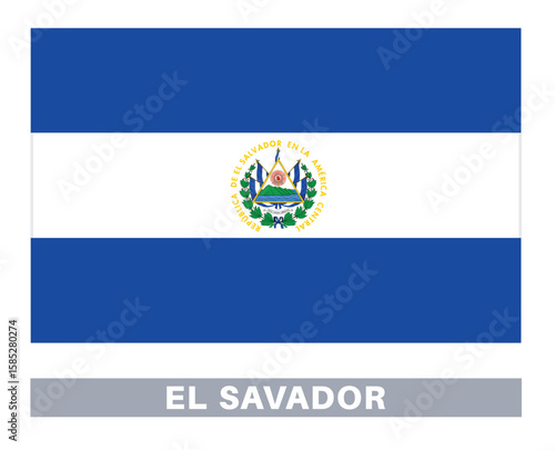 Flag of elsavador. Flag icon. Standard colors. Standard size. Rectangular flag.