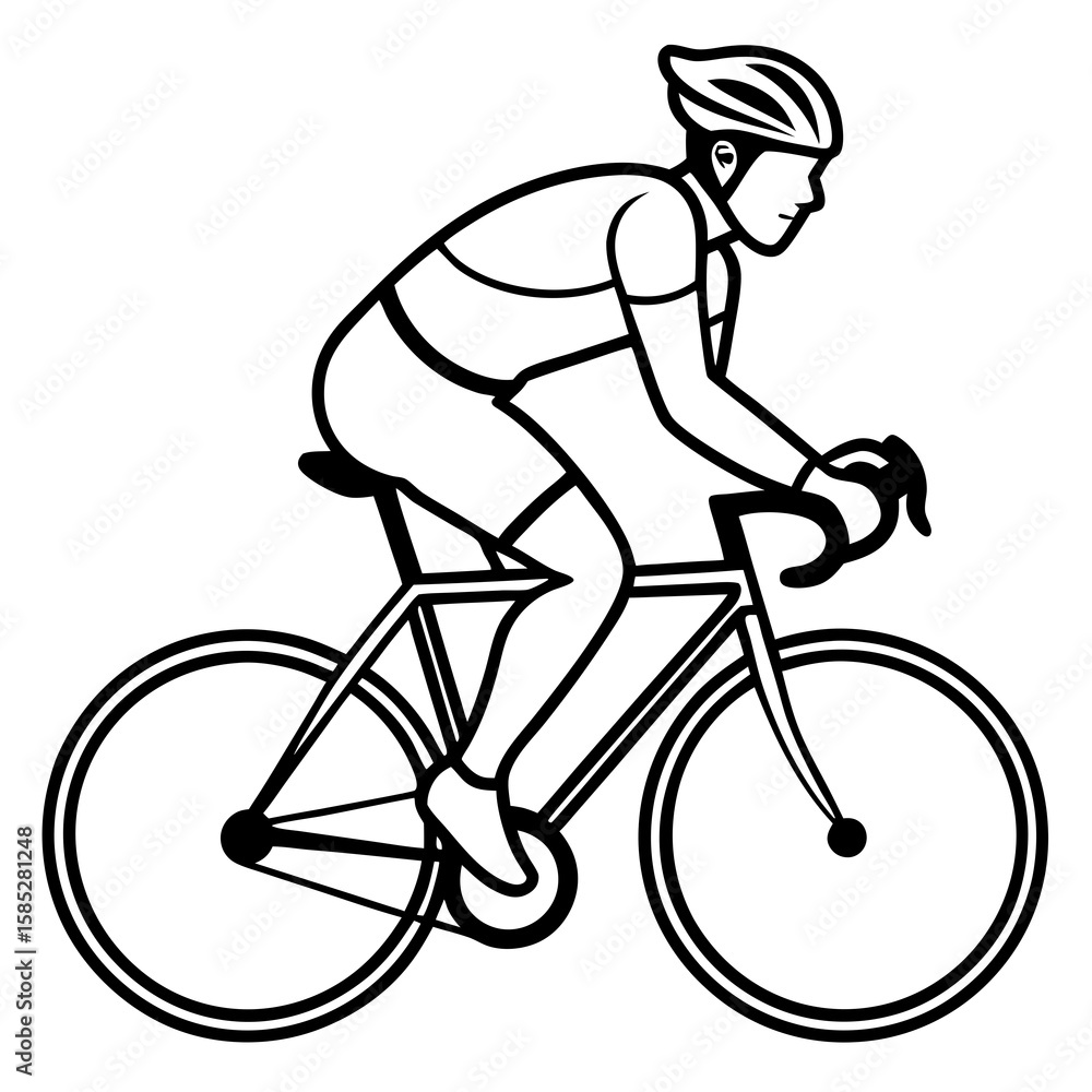 Naklejka premium Cyclist wearing helmet riding bicycle sport