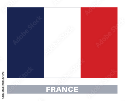 Flag of france. Flag icon. Standard colors. Standard size. Rectangular flag.