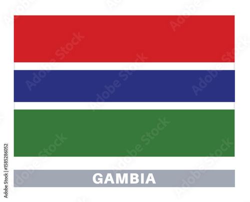 Flag of gambia. Flag icon. Standard colors. Standard size. Rectangular flag.