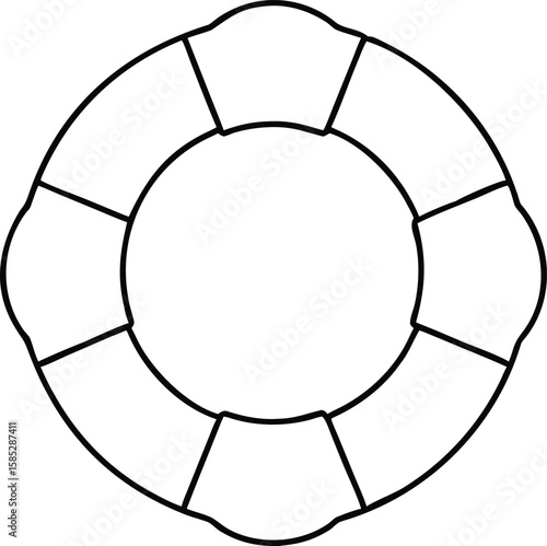 Black silhouette design of a lifesaver ring with transparent background for graphic use
