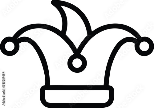 Black silhouette jester hat vector design for april fools day celebrations