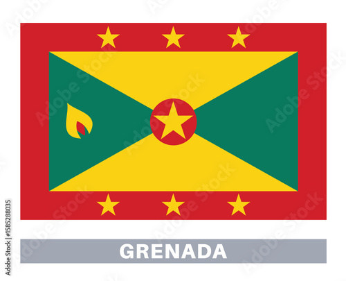 Flag of grenada. Flag icon. Standard colors. Standard size. Rectangular flag.