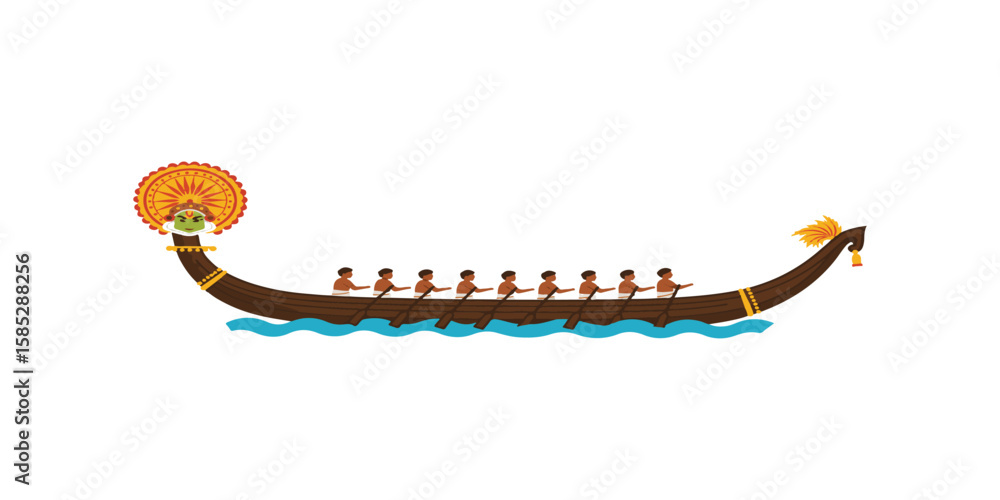 Obraz premium onam boat race icon, onam flat Vector illustration, Indian cultural icon