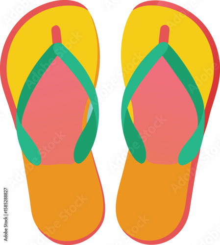 Colorful illustration of two flip flops in a modern flat design style