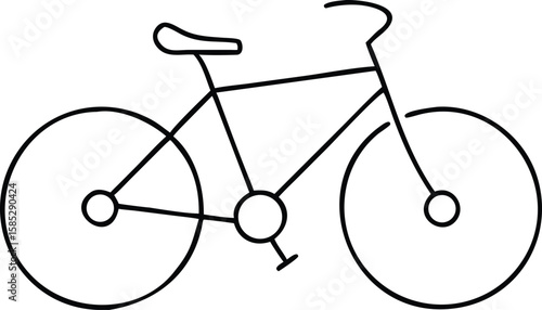 Black silhouette bicycle design against a transparent background for sport and adventure