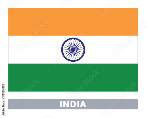 Flag of india . Flag icon. Standard colors. Standard size. Rectangular flag.