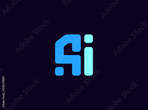 AI Logo Monogram Design For Tech, Chatbot, Virtual Assistant, Neural Network, SaaS, Smart Digital Tool. Perfect For Startup of Communication System and Automatisation. Vector Illustration