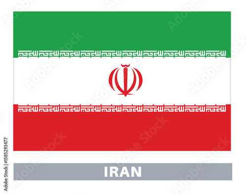 Flag of iran. Flag icon. Standard colors. Standard size. Rectangular flag.