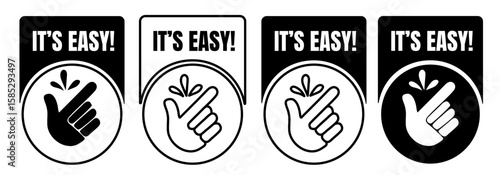Its easy icon. Finger snapping symbols set. Easy to use badge. Popular gesturing. Vector minimalist design