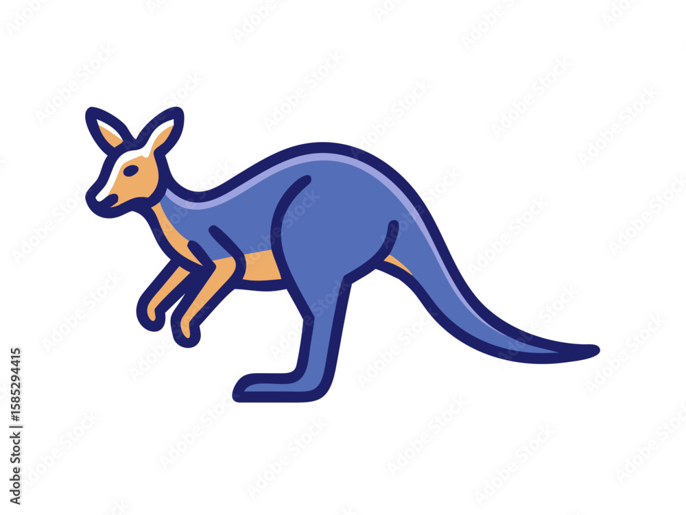 Fototapeta premium Cute outline illustration of a kangaroo. This simple, outlined vector graphic showcases a kangaroo in a playful, stylized manner.