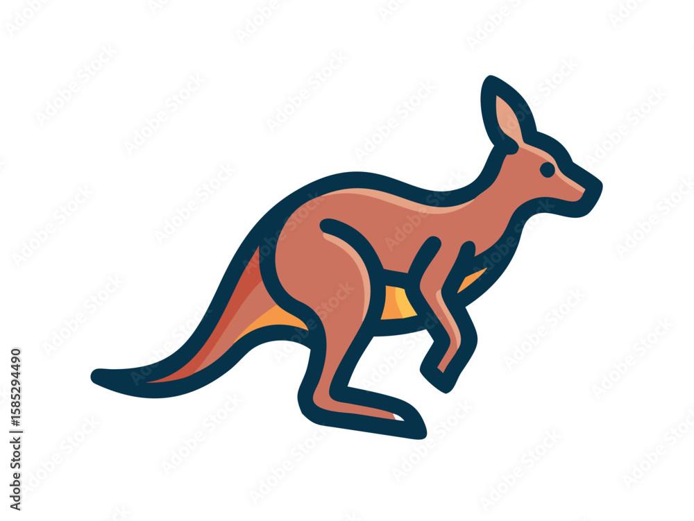 Fototapeta premium Cute outline illustration of a kangaroo. This simple, outlined vector graphic showcases a kangaroo in a playful, stylized manner.