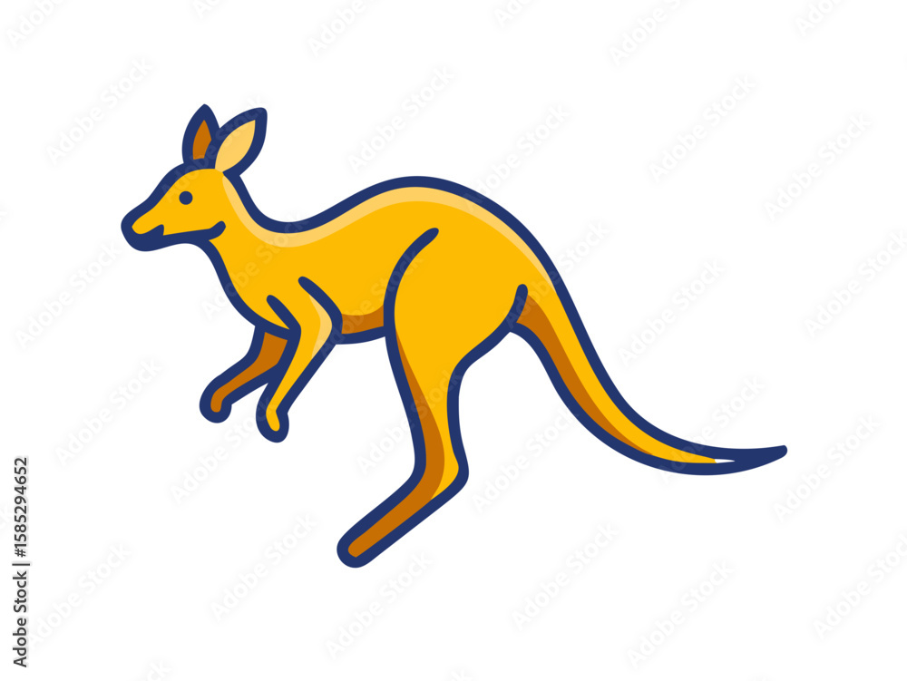 Fototapeta premium Cute outline illustration of a kangaroo. This simple, outlined vector graphic showcases a kangaroo in a playful, stylized manner.
