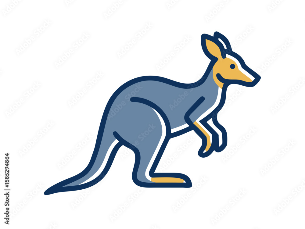 Fototapeta premium Cute outline illustration of a kangaroo. This simple, outlined vector graphic showcases a kangaroo in a playful, stylized manner.