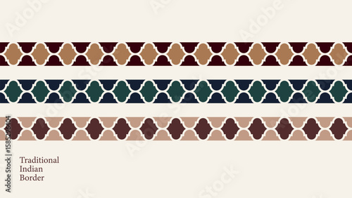 Traditional Indian Border Luxury vector seamless pattern. Ornament, Traditional, Ethnic, Arabic, Turkish, Indian motifs. Great for fabric and textile, wallpaper, packaging design or any desired idea.