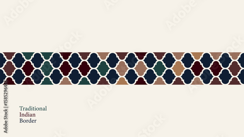 Traditional Indian Border Luxury vector seamless pattern. Ornament, Traditional, Ethnic, Arabic, Turkish, Indian motifs. Great for fabric and textile, wallpaper, packaging design or any desired idea.