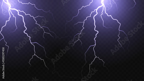 Light blue isolated vector lightning png. Realistic natural neon lightning effectThunderstorm. Blitz Lightning Thunder Light Sparks Storm Flash Thunderstorm.