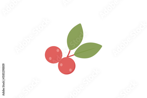 Watercolor Painting Of Tiny Berries And Leaf Veins