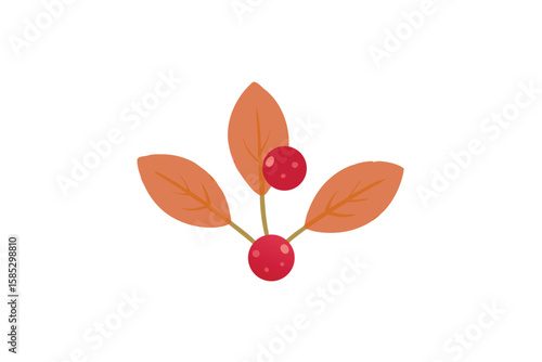 Watercolor Painting Of Tiny Berries And Leaf Veins