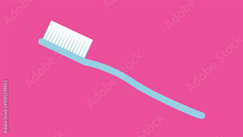 Toothbrush. Vector illustration in flat design on pink background.