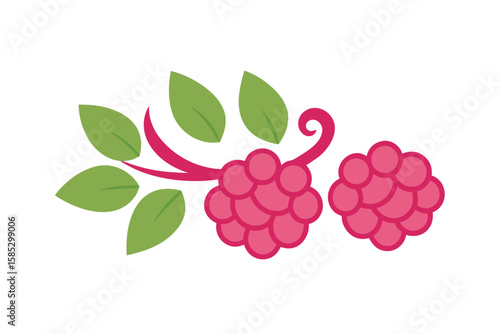 Watercolor Raspberry Vines And Boho Leaf Scatter