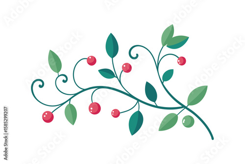 Whimsical Watercolor Vines And Berry Clusters In