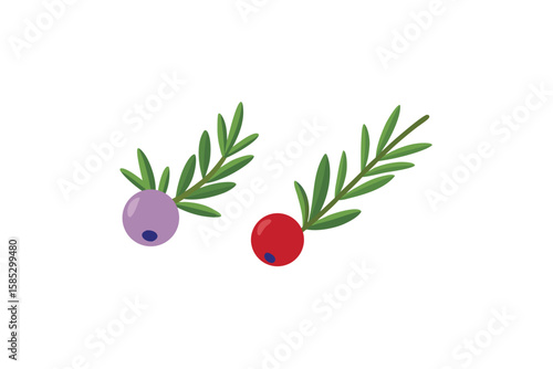 Wild Rosemary And Berry Doodles In Watercolor Repeat Pattern