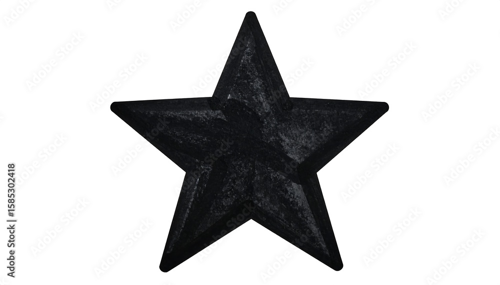 Fototapeta premium A stylized, black star with a textured surface