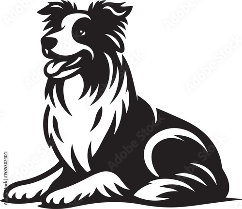 Wallpaper Mural Border Collie Dog Vector – Silhouette  Torontodigital.ca