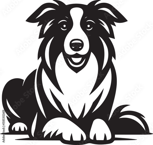 Border Collie Dog Vector – Silhouette 
