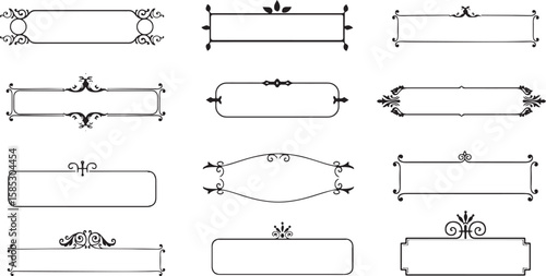 Elegant Black & White Decorative Frames - Ornate Borders & Title Boxes for Design