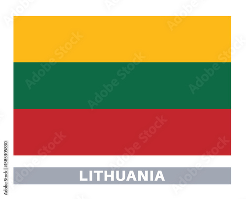  Flag of lithuania. Flag icon. Standard colors. Standard size. Rectangular flag.