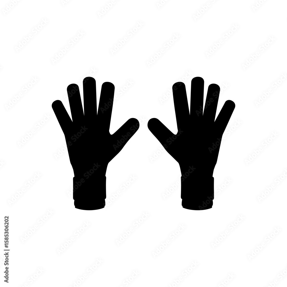 Football goalkeeper gloves silhouette vector flat illustration design. Football goalkeeper gloves silhouette vector flat illustration design.