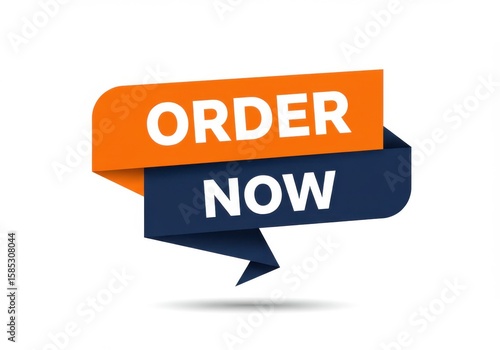 Eye catching orange and navy blue banner with order now text for promotions