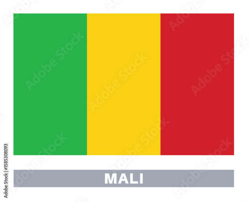 Flag of mali. Flag icon. Standard colors. Standard size. Rectangular flag.