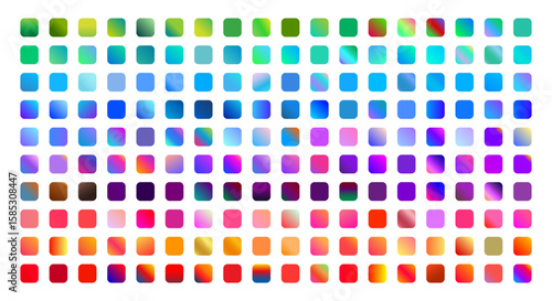 Modern Gradient Colors Set, Unique Vibrant Swatches for Graphic design, UI UX design, web, app, branding, marketing, social media, advertising. Trendy bright gradient collection. Vector illustration