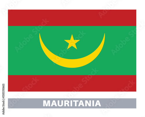Flag of mauritania. Flag icon. Standard colors. Standard size. Rectangular flag.
