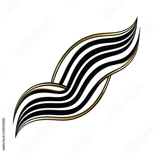Vector gold and white line wave pattern featuring abstract oceanic flow vector line art on white background