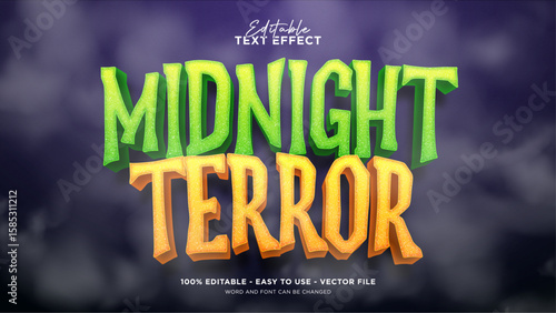 Editable Halloween 3d text effect, cartoon theme text effect template
