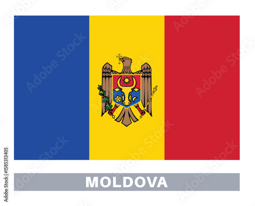 Flag of moldova. Flag icon. Standard colors. Standard size. Rectangular flag.