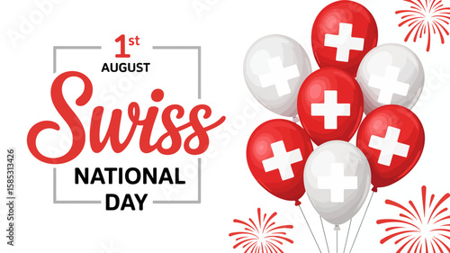 Swiss national day celebration with a bold brush stroke of the swiss flag