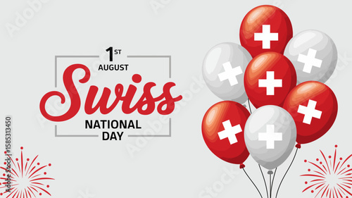 Swiss national day celebration with a bold brush stroke of the swiss flag