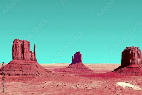 Vibrant desert landscape with mesas