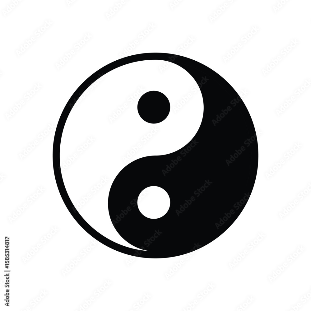 Yin Yang black and white flat vector icon design on white background Yin Yang black and white flat vector icon design on white background