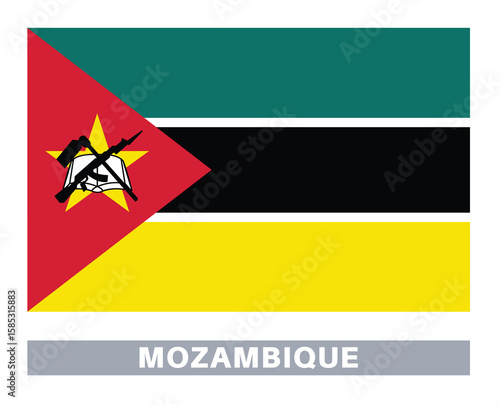 Flag of mozambique . Flag icon. Standard colors. Standard size. Rectangular flag.